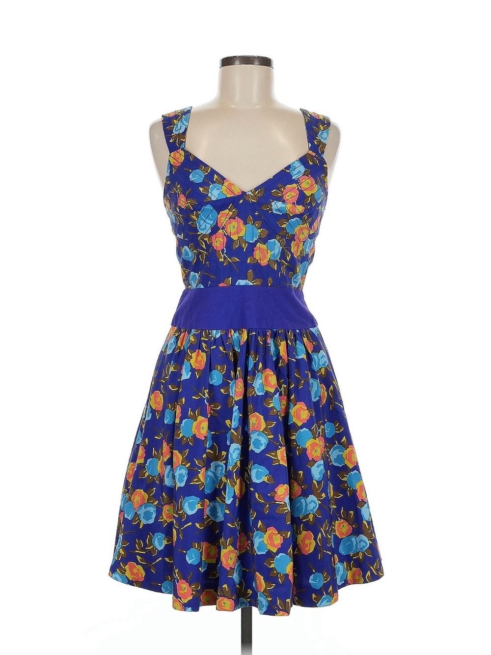 Tracy Reese Blue Floral Strapless Dress